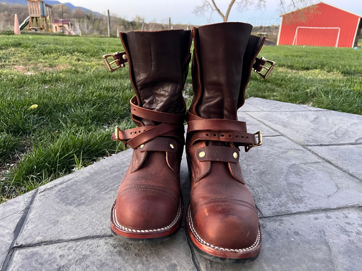 Photo by dieseldoc25 on April 7, 2026 of the Nicks Heritage TankerPro in Horween Orange Predator.