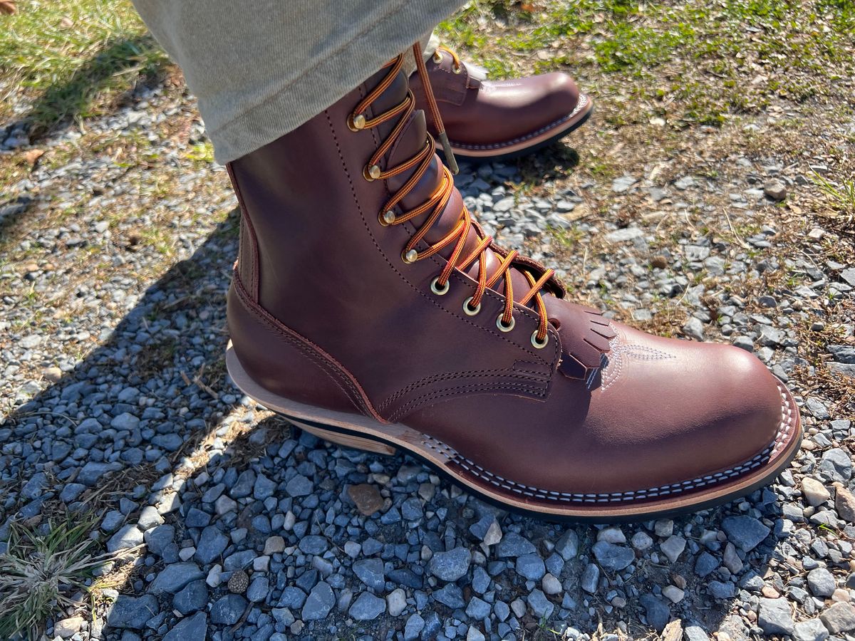 Photo by dieseldoc25 on November 3, 2025 of the Nicks Packer in Horween Timber Roanoke.