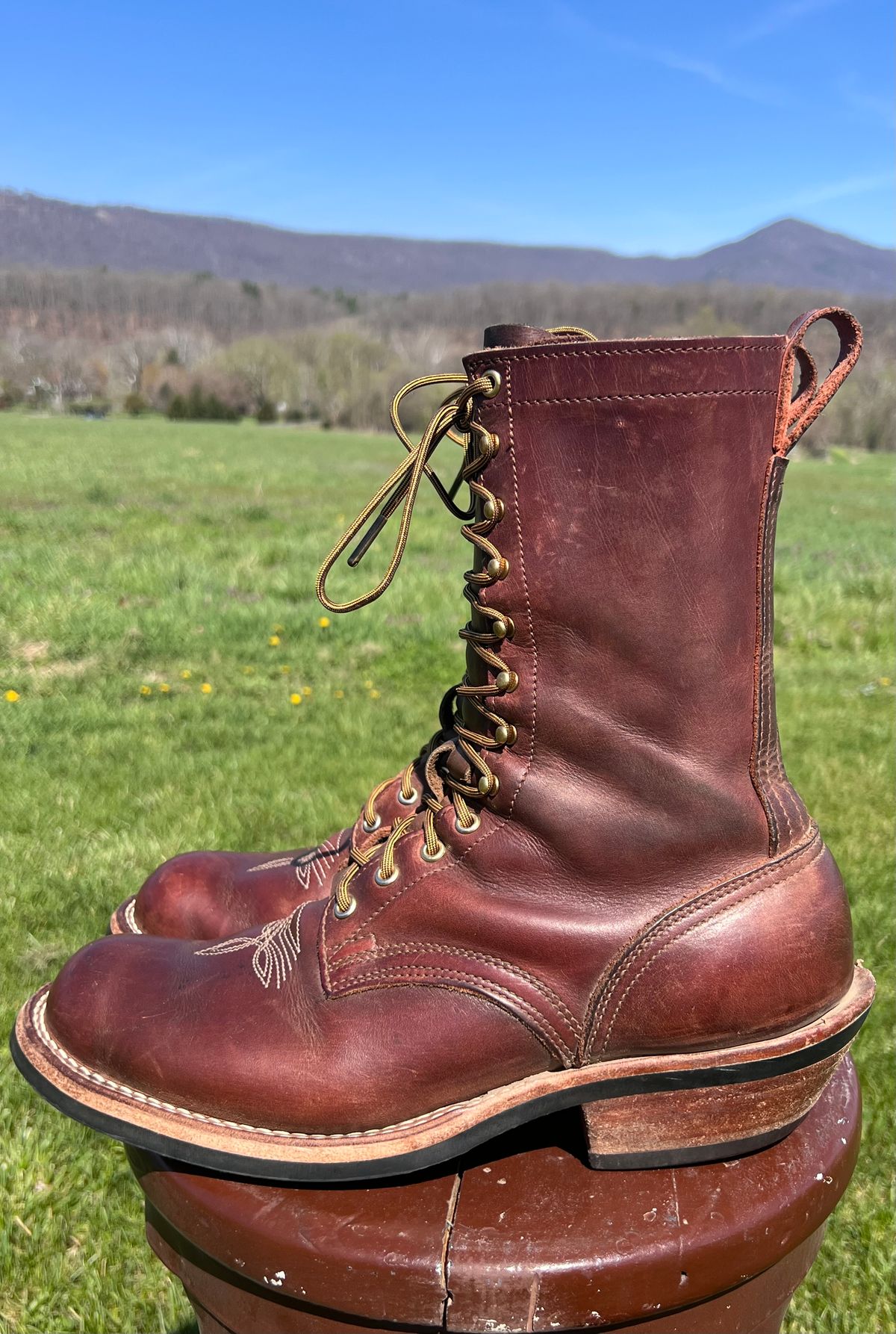 Photo by dieseldoc25 on April 2, 2026 of the Nicks Packer in Horween Timber Roanoke.