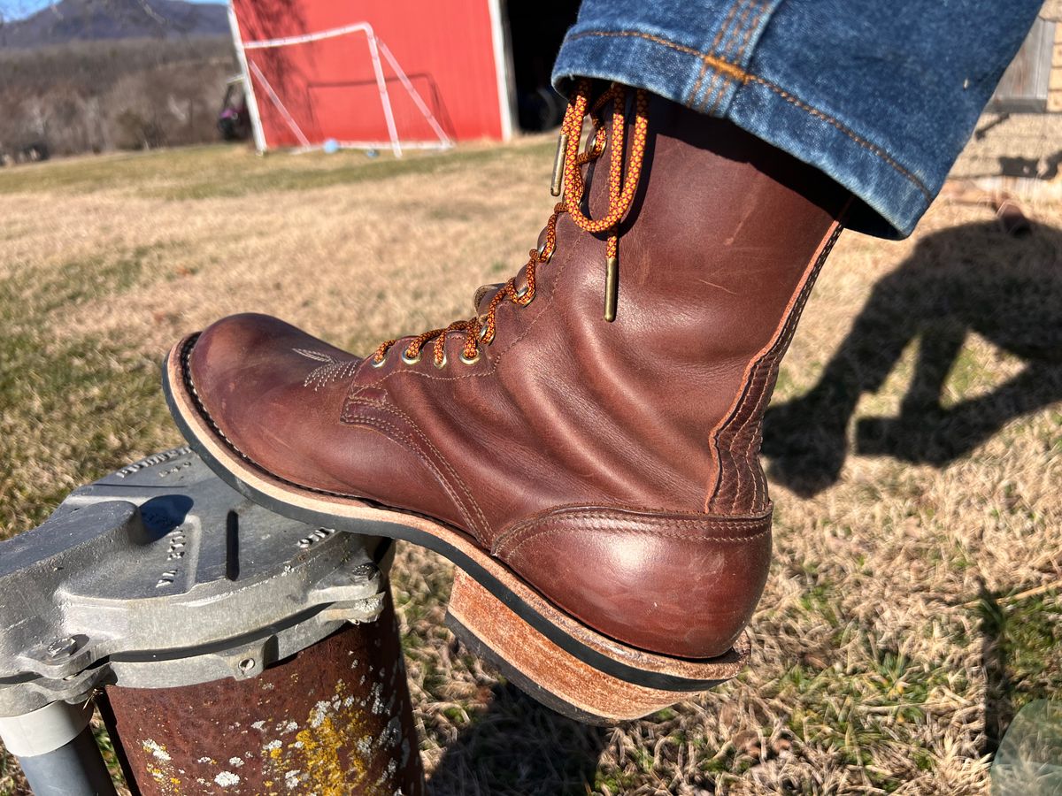 Photo by dieseldoc25 on February 21, 2026 of the Nicks Packer in Horween Timber Roanoke.