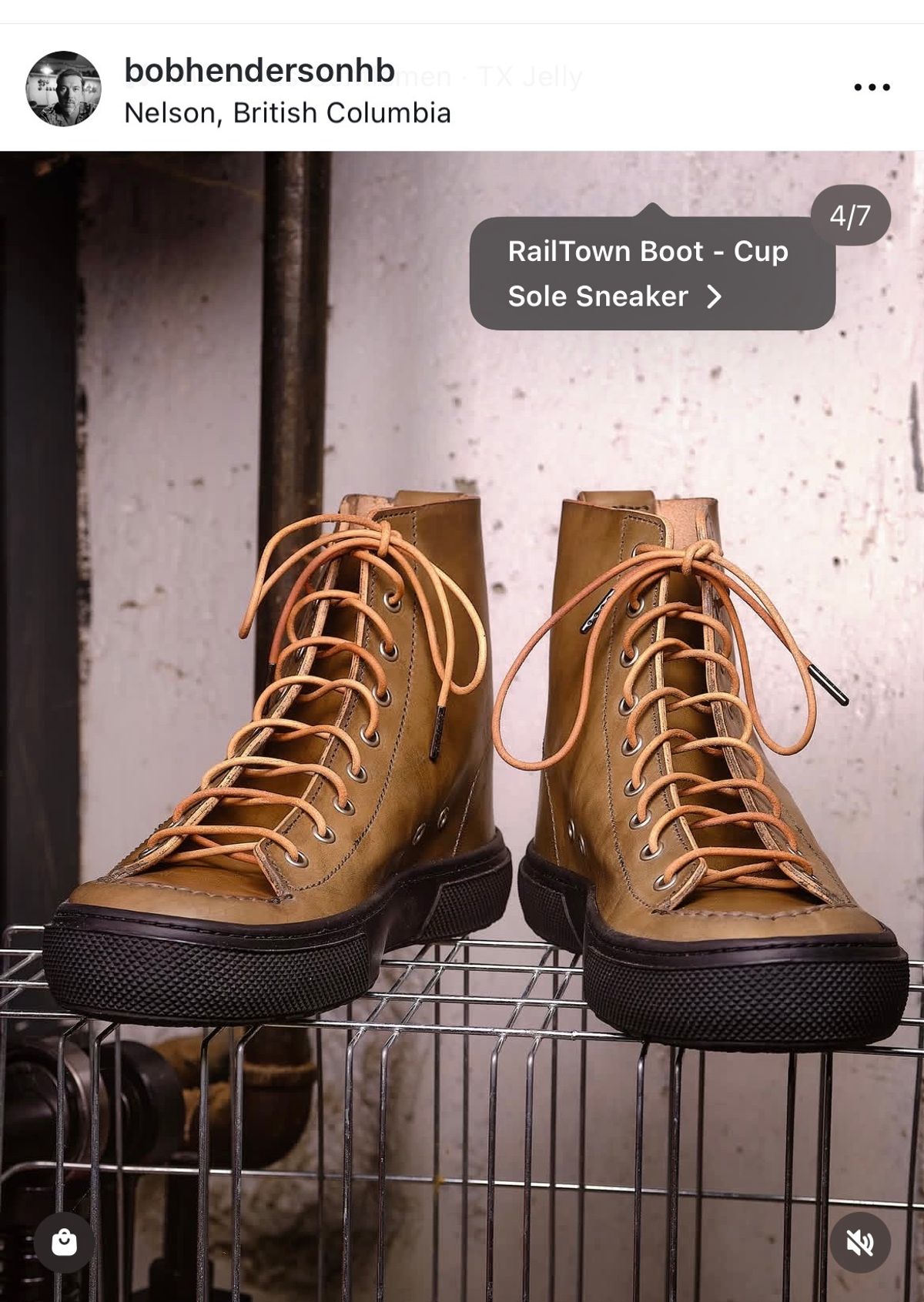 Photo by dieseldoc25 on April 11, 2026 of the BHHB Railtown Boot sneaker in Wickett & Craig Natural Veg Tan.