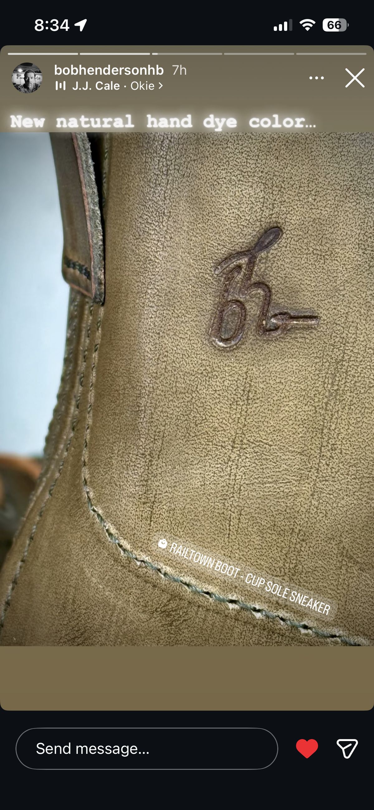 Photo by dieseldoc25 on April 11, 2026 of the BHHB Railtown Boot sneaker in Wickett & Craig Natural Veg Tan.