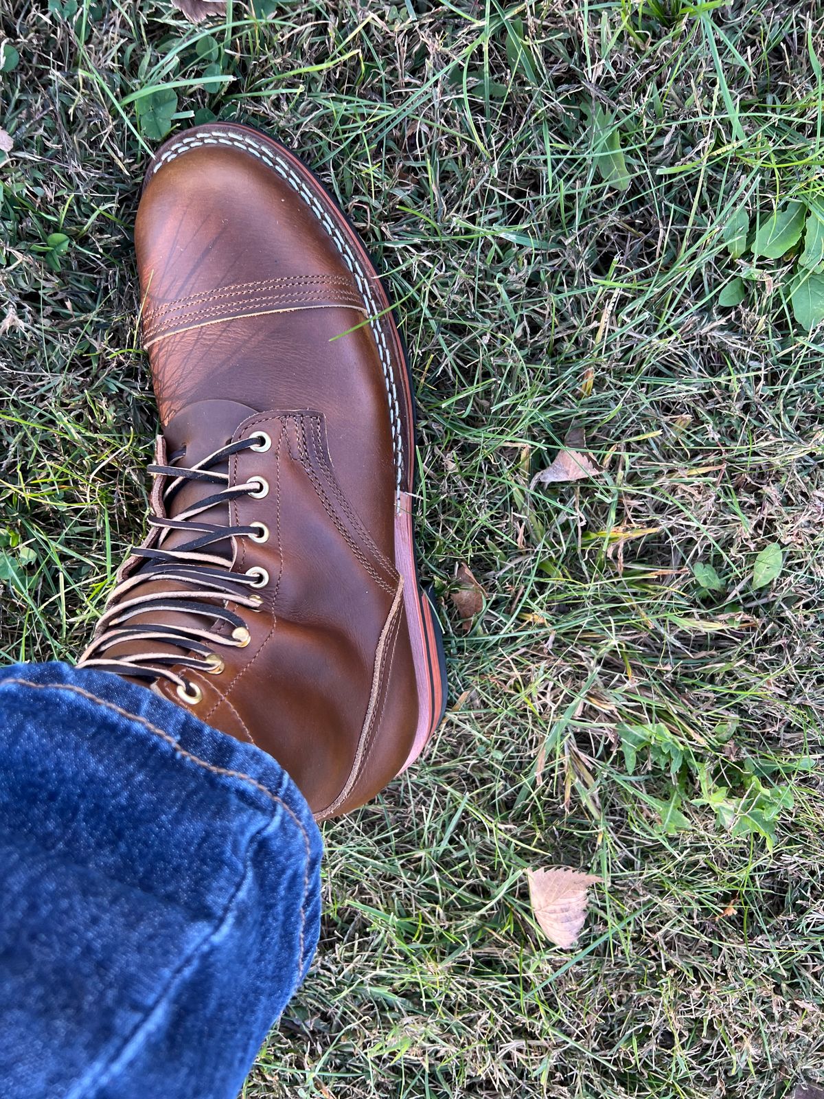 Photo by dieseldoc25 on October 17, 2025 of the Nicks Americana in Horween Shackleton Cognac.