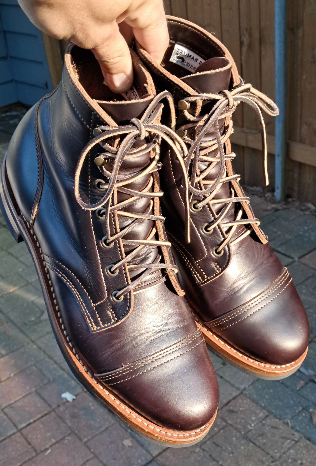 Photo by rickno504 on May 19, 2024 of the Truman Cap Toe Boot in Seidel Brown Double Shot.