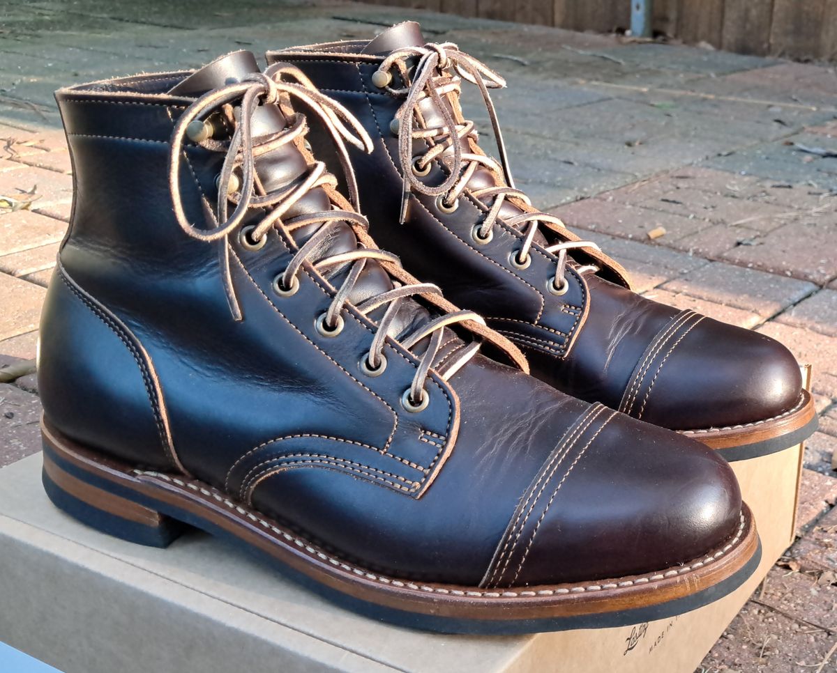 Photo by rickno504 on May 19, 2024 of the Truman Cap Toe Boot in Seidel Brown Double Shot.