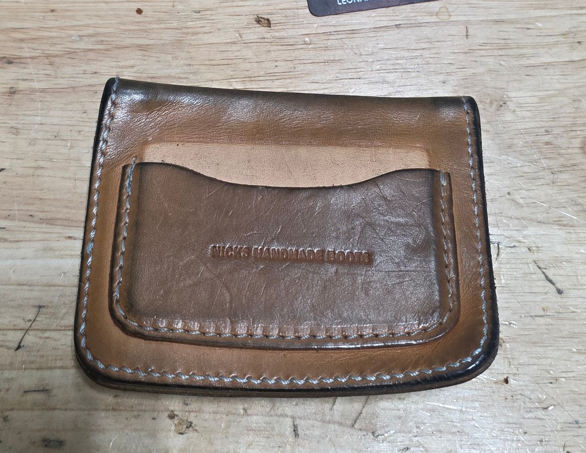 Photo by zestyclosemedicine on July 1, 2026 of the Nicks Mini Trucker Wallet in Wickett & Craig Natural Skirting.