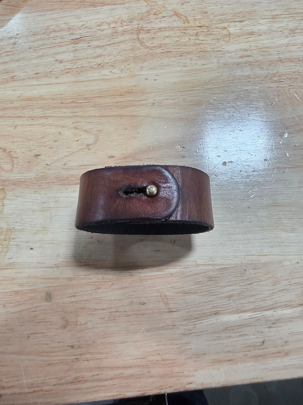 Photo by zestyclosemedicine on December 5, 2025 of the Self-Made Bracelet in Wickett & Craig Natural Veg Tan.