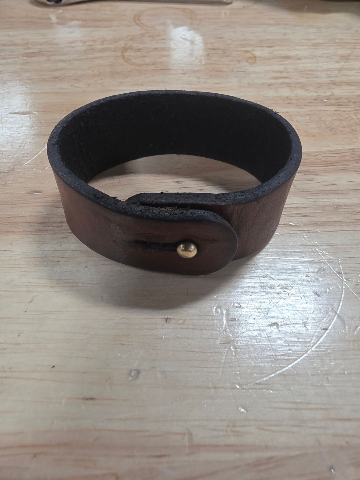 Photo by zestyclosemedicine on December 5, 2025 of the Self-Made Bracelet in Wickett & Craig Natural Veg Tan.