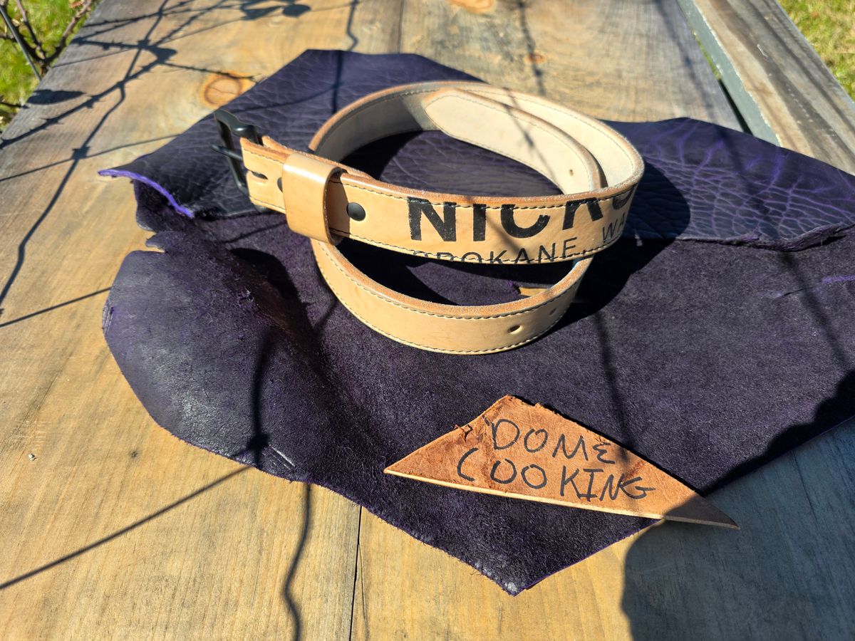 Photo by zestyclosemedicine on November 3, 2025 of the Nicks Natural Blackout - Heavy Duty Work Belt in Wickett & Craig Natural Skirting.