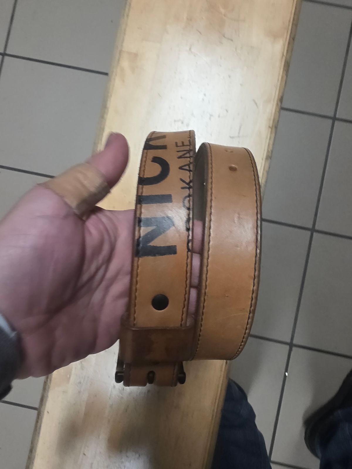 Photo by zestyclosemedicine on December 2, 2025 of the Nicks Natural Blackout - Heavy Duty Work Belt in Wickett & Craig Natural Skirting.