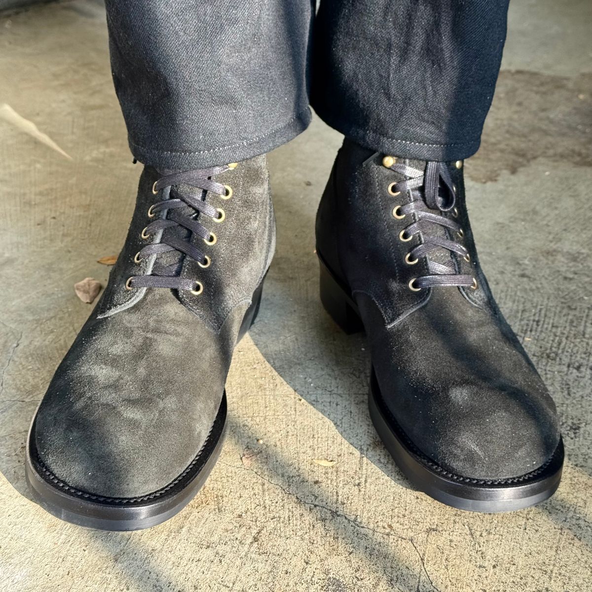 Photo by drmiles on June 6, 2026 of the Johnny Works Stitchdown GMTO Service Boot in Black Yak Roughout.