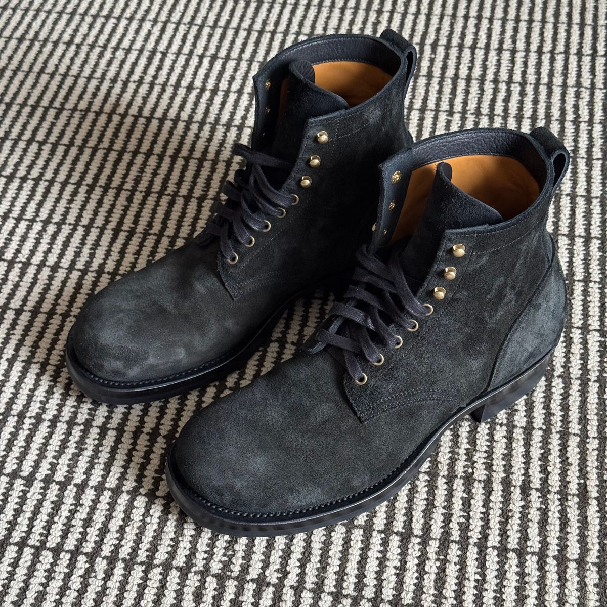 Photo by drmiles on June 20, 2026 of the Johnny Works Stitchdown GMTO Service Boot in Black Yak Roughout.