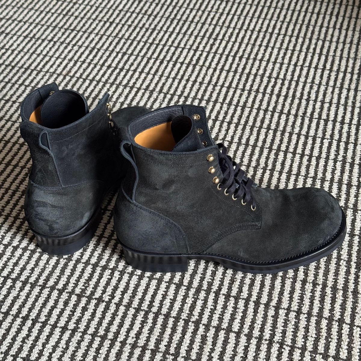 Photo by drmiles on June 20, 2026 of the Johnny Works Stitchdown GMTO Service Boot in Black Yak Roughout.