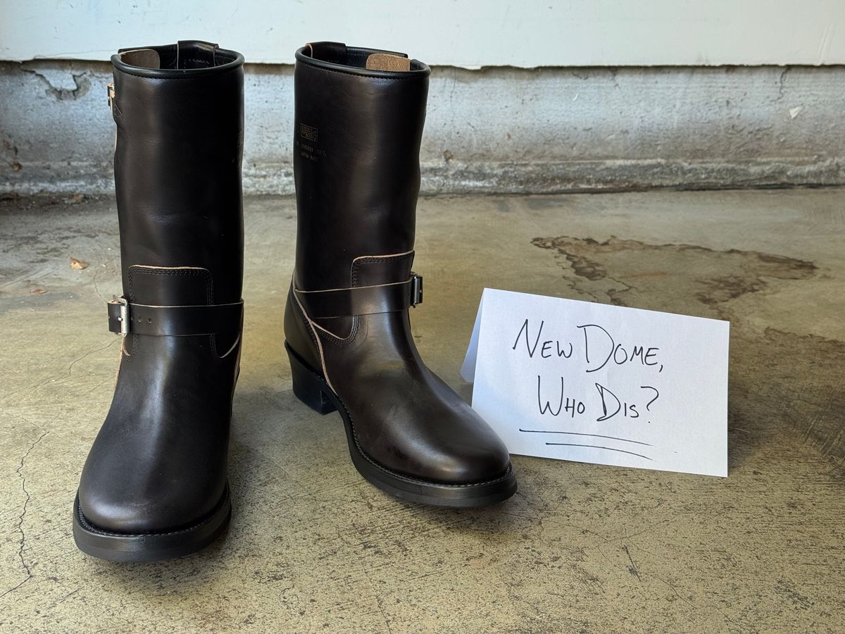 Photo by drmiles on October 1, 2025 of the Addict Boots AB-01 Engineer Boots in Black Dye-Finished Horsehide.