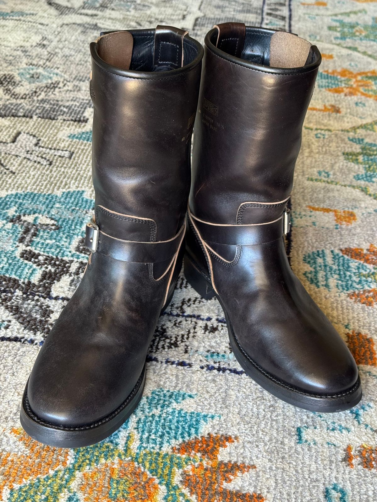 Photo by drmiles on October 12, 2025 of the Addict Boots AB-01 Engineer Boots in Black Dye-Finished Horsehide.