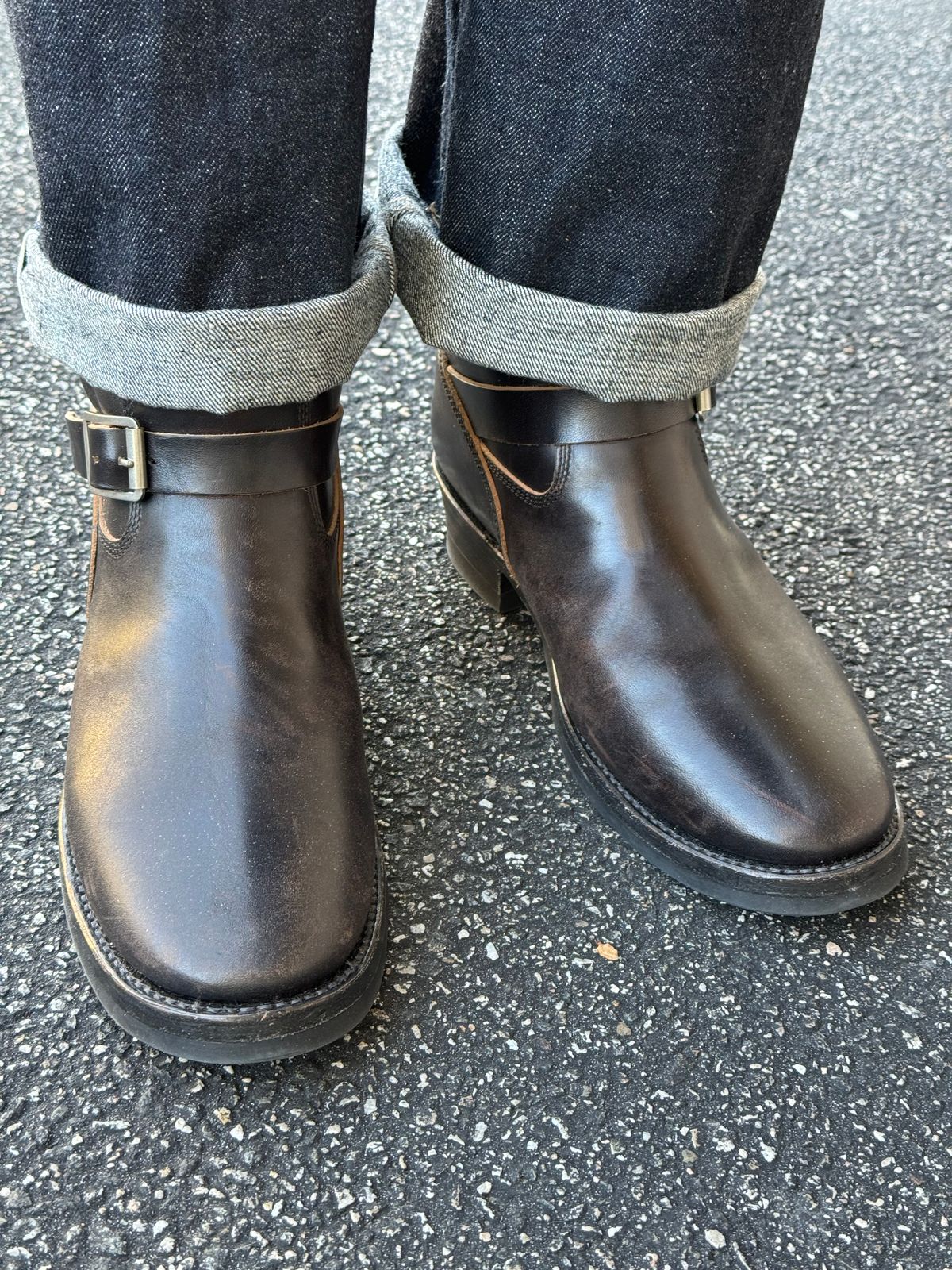 Photo by drmiles on November 28, 2025 of the Addict Boots AB-01 Engineer Boots in Maryam Black Horsebutt.