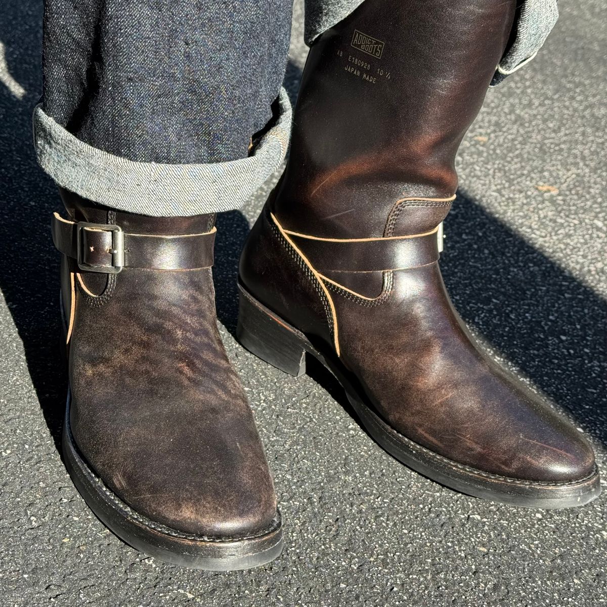 Photo by drmiles on December 1, 2025 of the Addict Boots AB-01 Engineer Boots in Maryam Black Horsebutt.