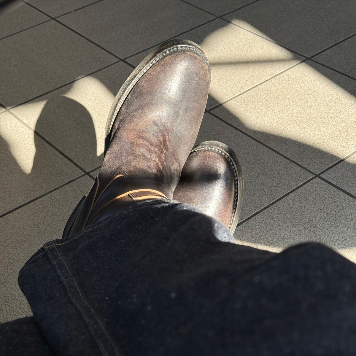 Photo by drmiles on December 7, 2025 of the Addict Boots AB-01 Engineer Boots in Maryam Black Horsebutt.