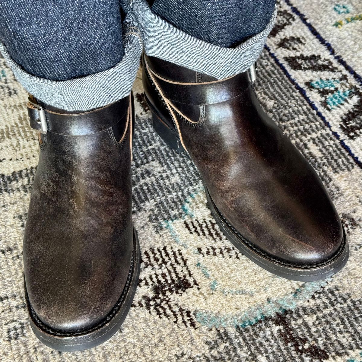 Photo by drmiles on December 10, 2025 of the Addict Boots AB-01 Engineer Boots in Maryam Black Horsebutt.