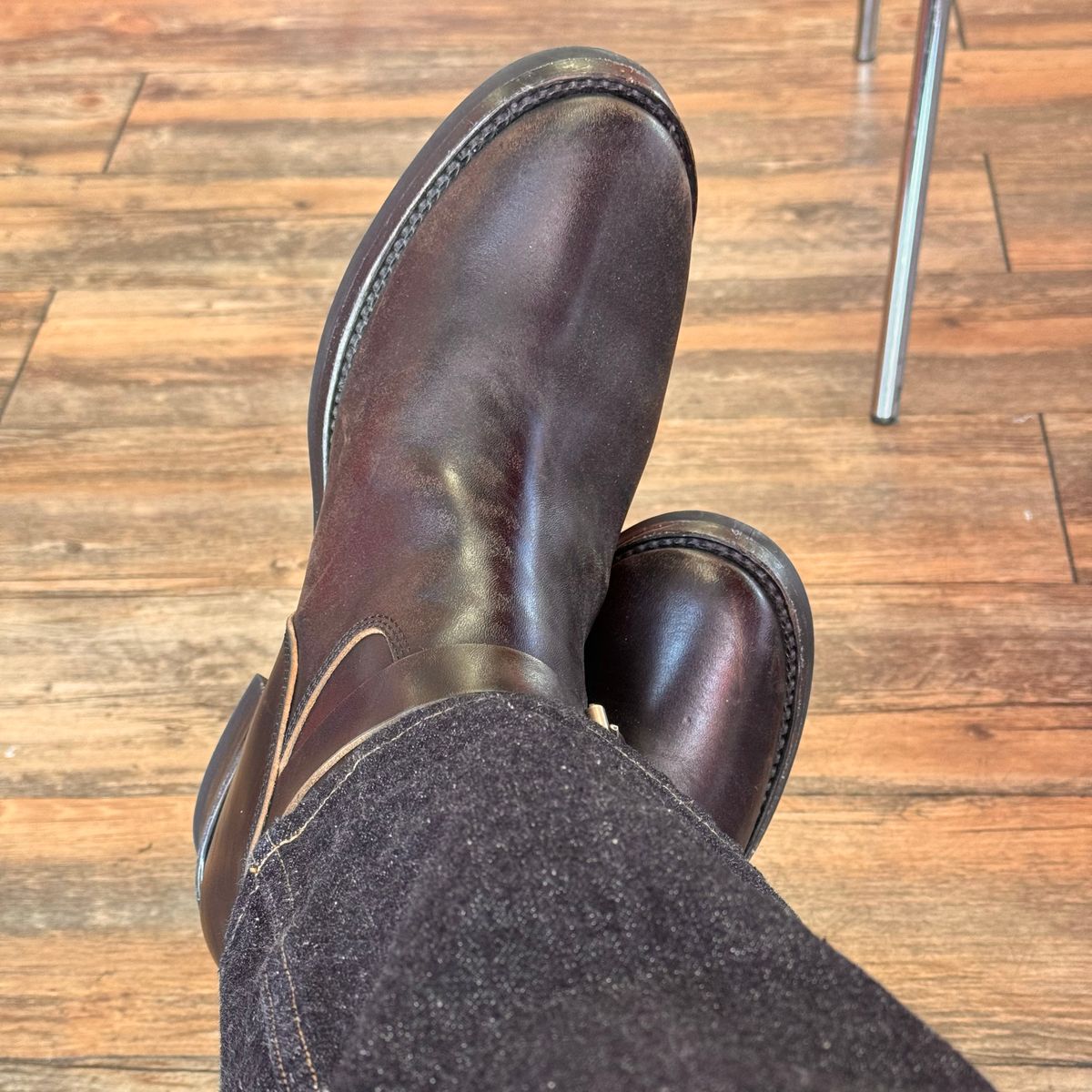 Photo by drmiles on December 15, 2025 of the Addict Boots AB-01 Engineer Boots in Maryam Black Horsebutt.