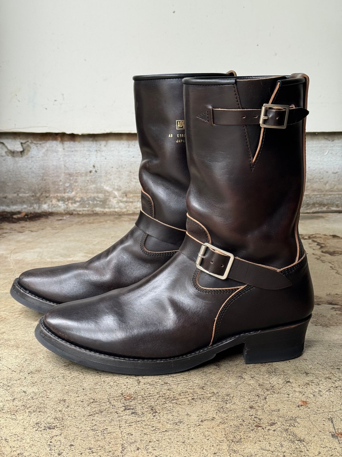 Photo by drmiles on January 1, 2026 of the Addict Boots AB-01 Engineer Boots in Maryam Black Horsebutt.