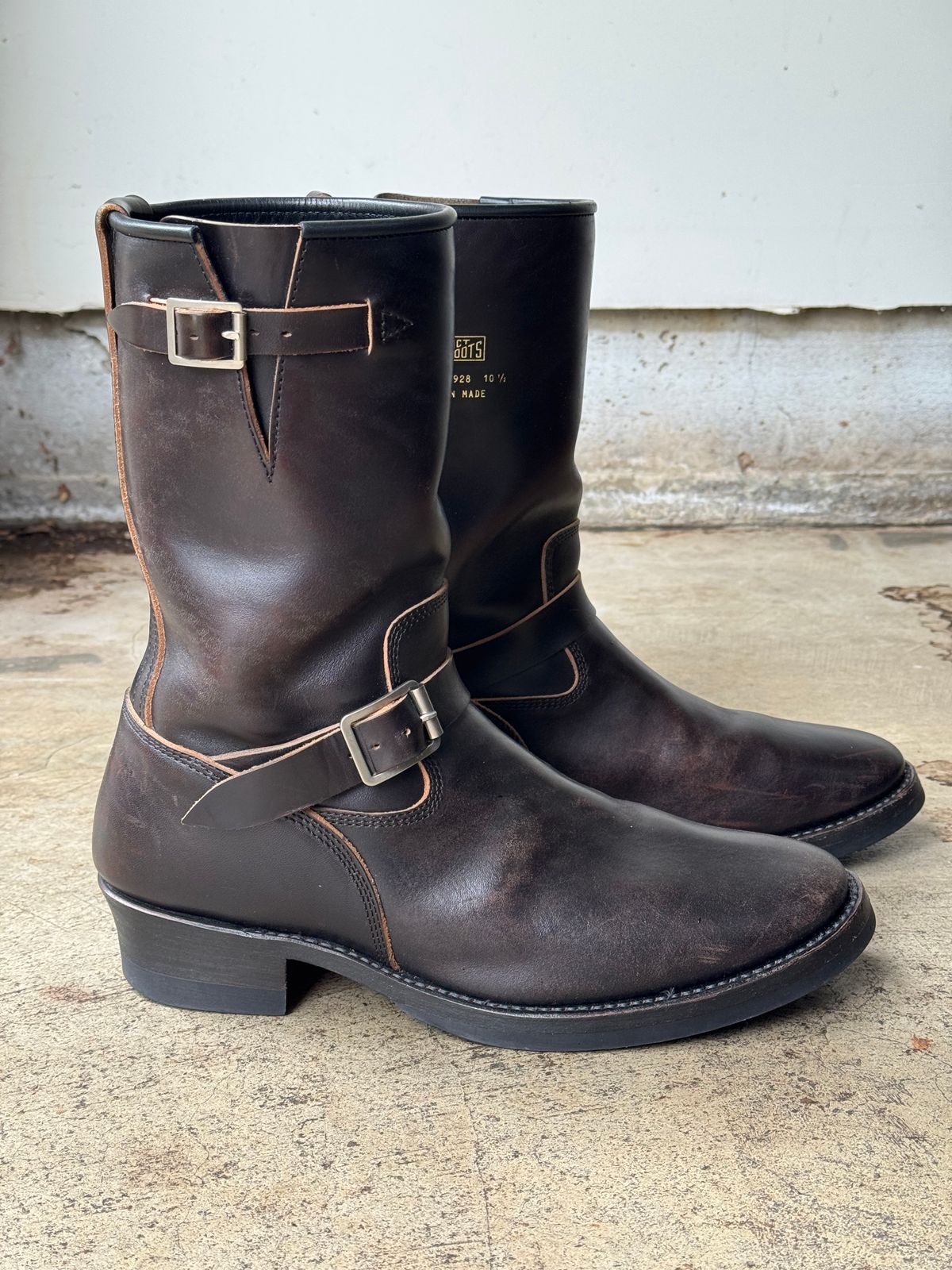 Photo by drmiles on January 1, 2026 of the Addict Boots AB-01 Engineer Boots in Maryam Black Horsebutt.