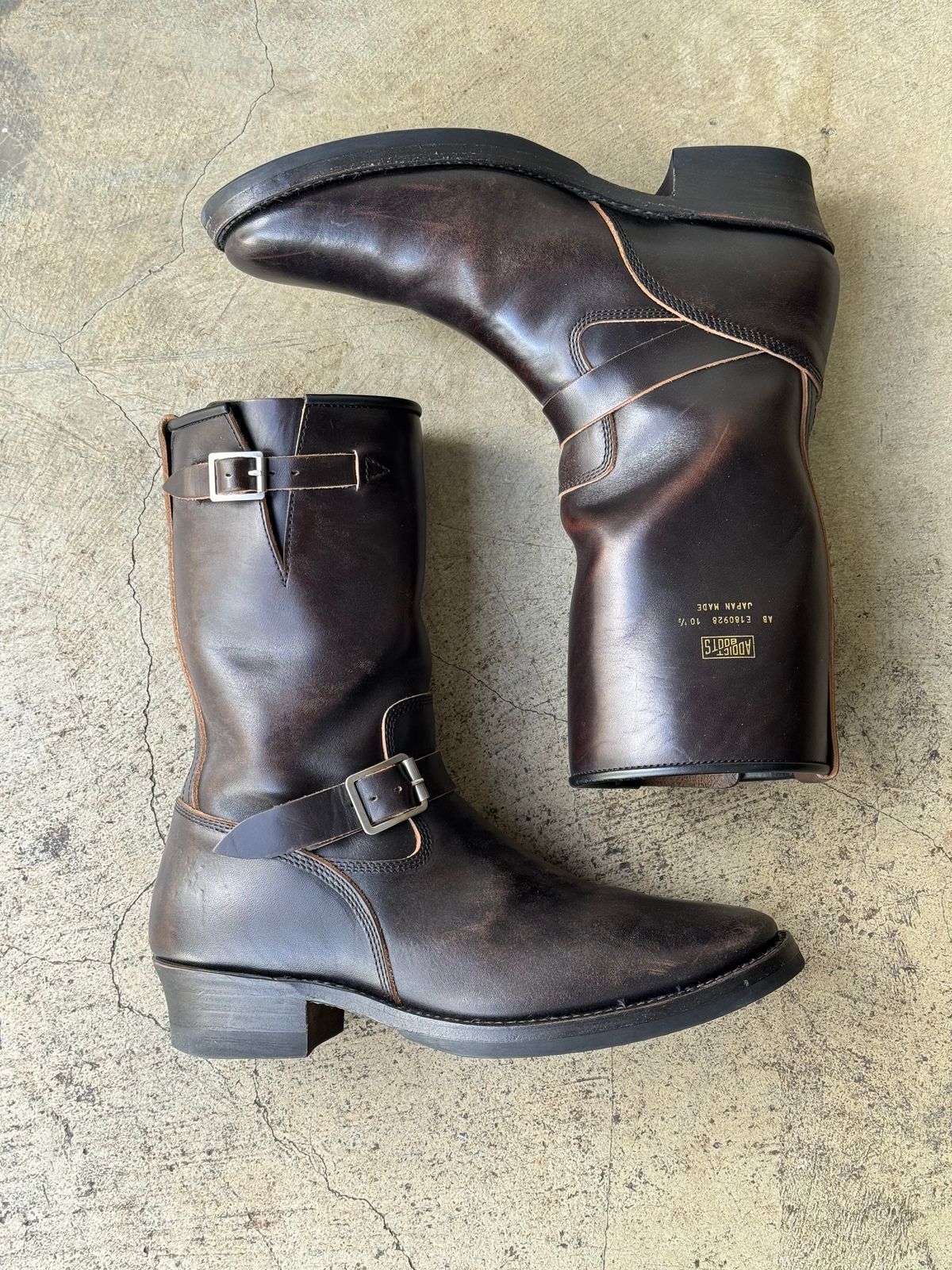 Photo by drmiles on February 5, 2026 of the Addict Boots AB-01 Engineer Boots in Maryam Black Horsebutt.