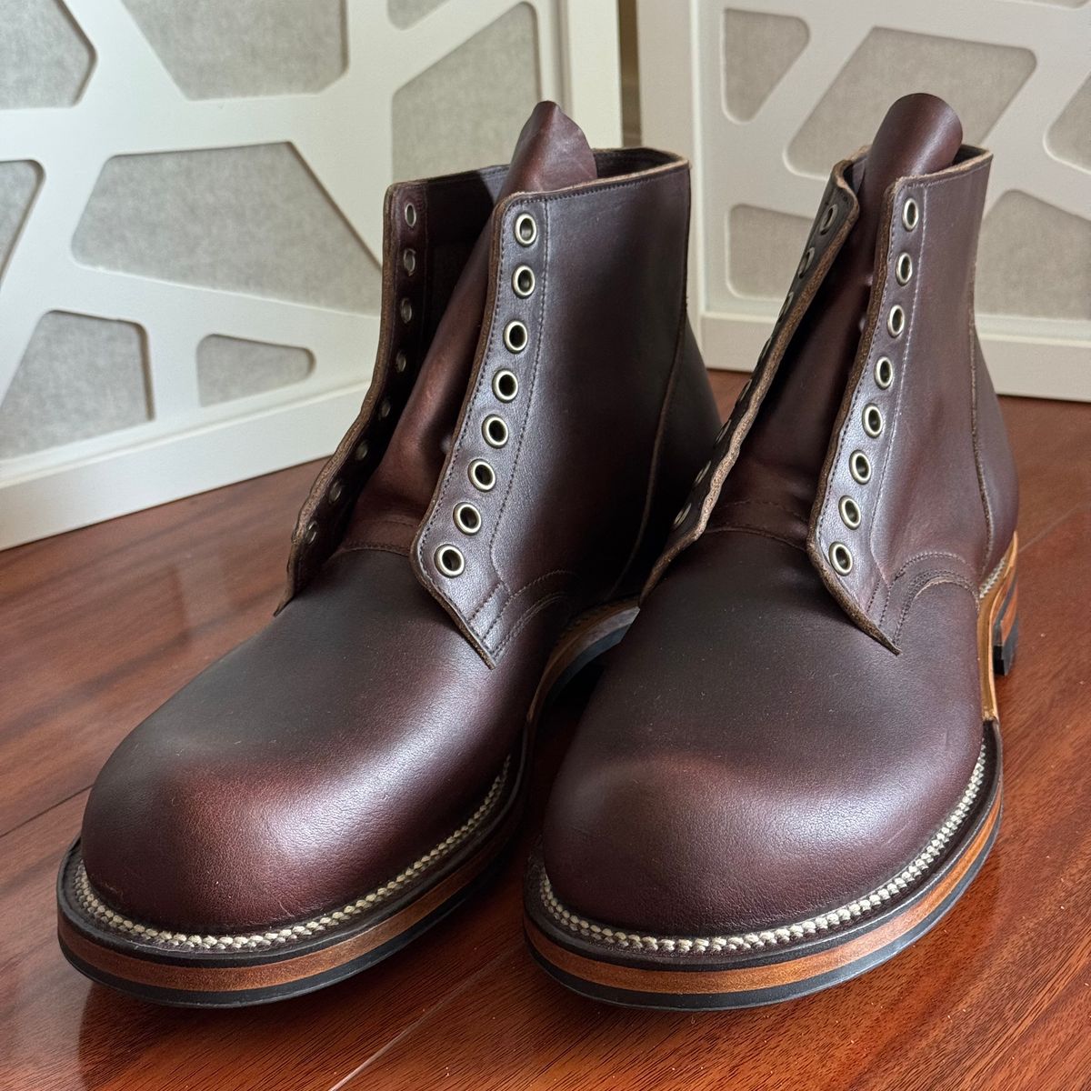 Photo by drmiles on May 12, 2025 of the Viberg Service Boot in Horween Kudu Chromexcel.