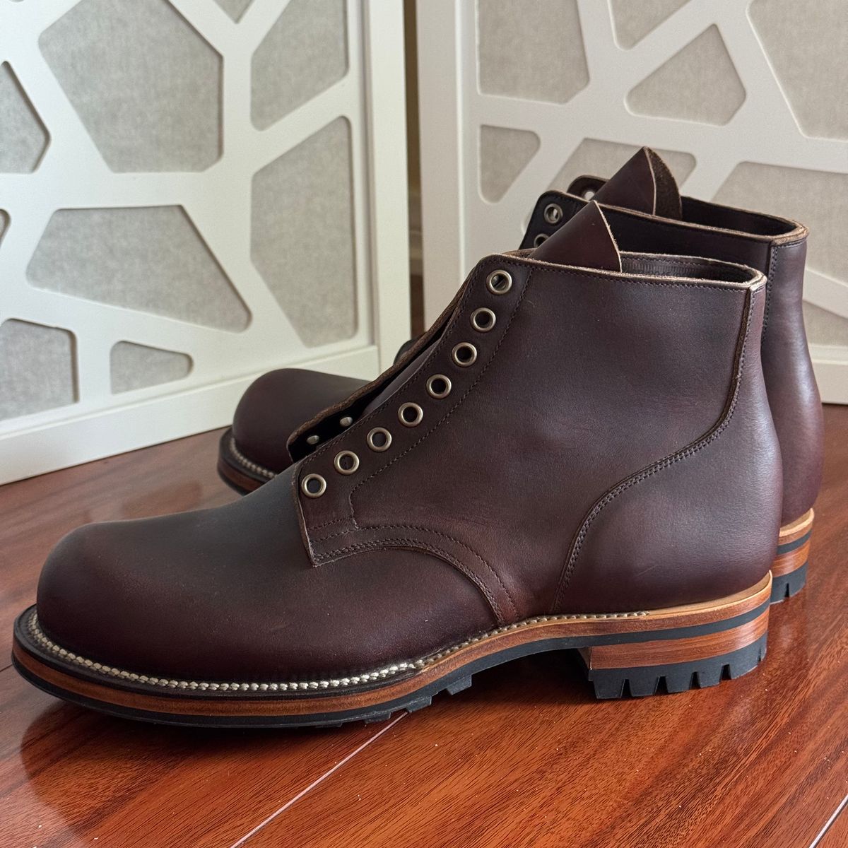 Photo by drmiles on May 12, 2025 of the Viberg Service Boot in Horween Kudu Chromexcel.