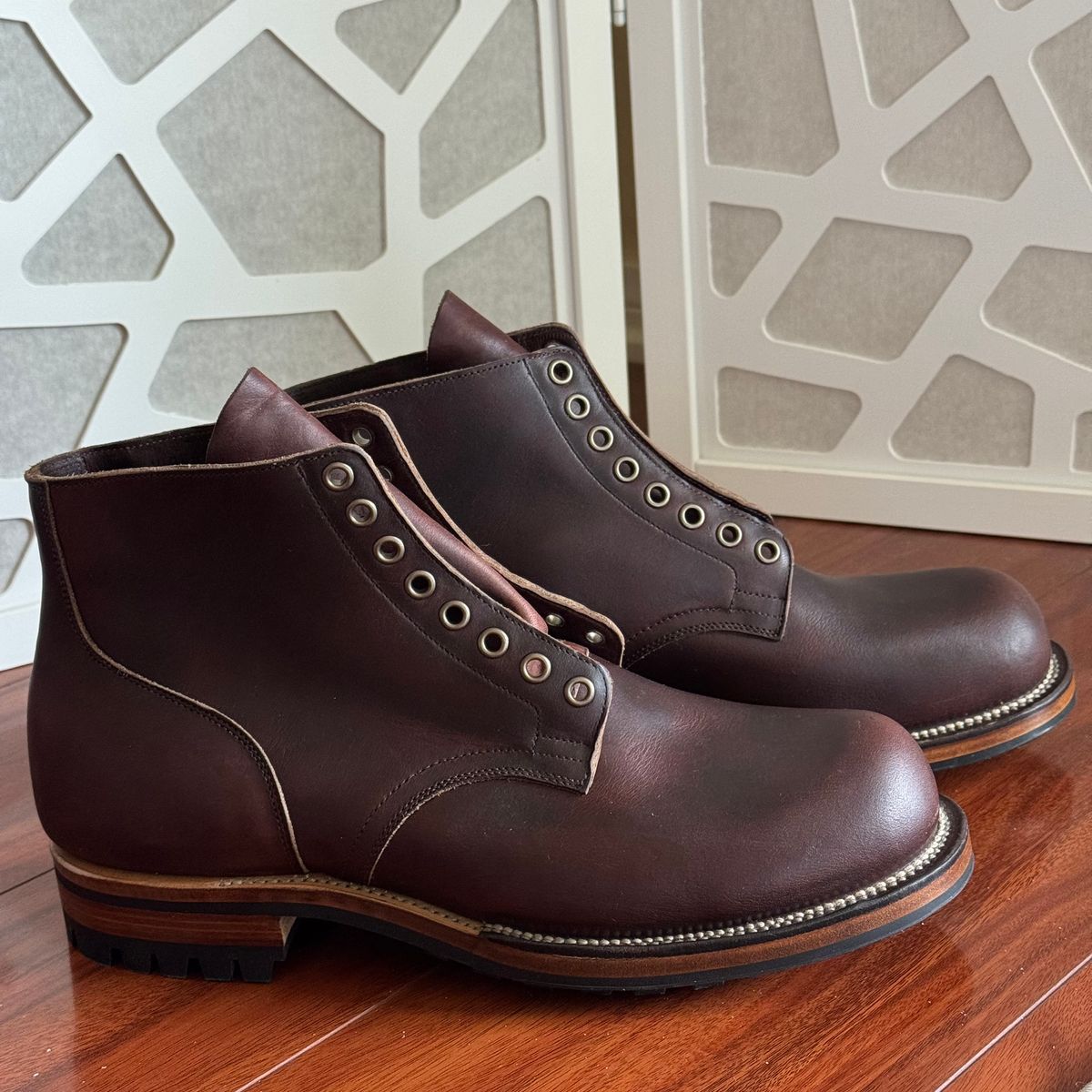 Photo by drmiles on May 12, 2025 of the Viberg Service Boot in Horween Kudu Chromexcel.