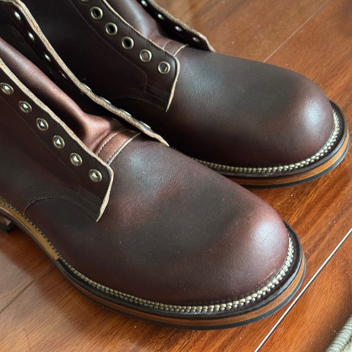 Photo by drmiles on May 12, 2025 of the Viberg Service Boot in Horween Kudu Chromexcel.