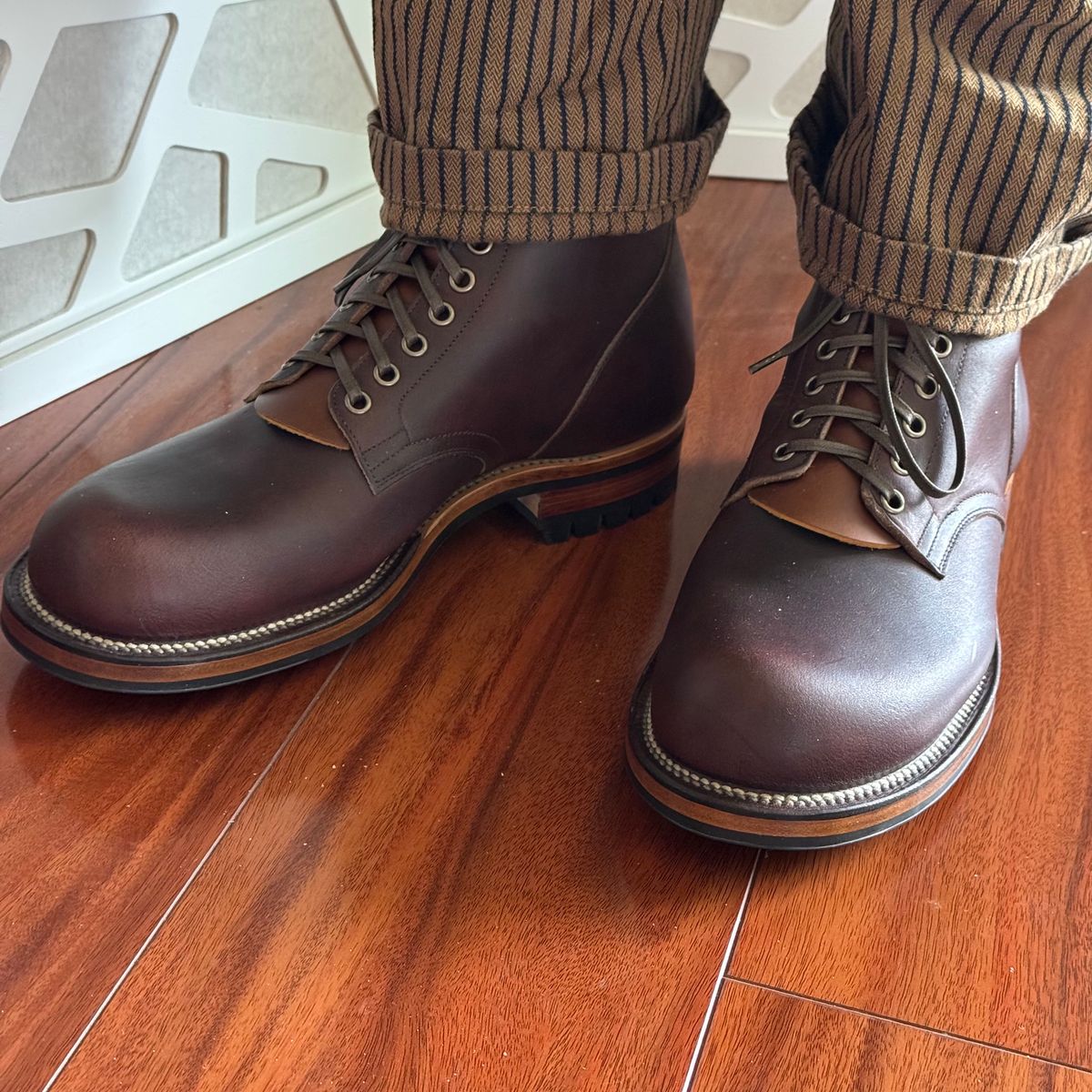 Photo by drmiles on May 12, 2025 of the Viberg Service Boot in Horween Kudu Chromexcel.