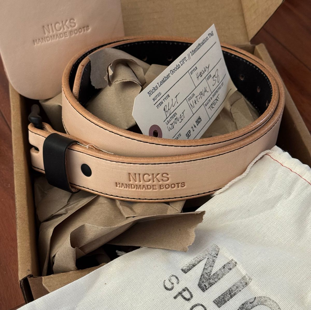 Photo by drmiles on September 29, 2025 of the Nicks Heavy Duty Work Belt in Wickett & Craig Natural Veg Tan.