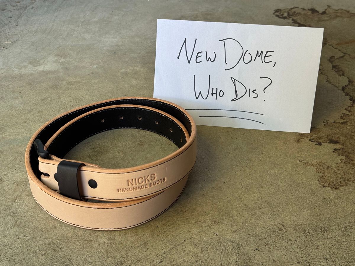 Photo by drmiles on October 1, 2025 of the Nicks Heavy Duty Work Belt in Wickett & Craig Natural Veg Tan.