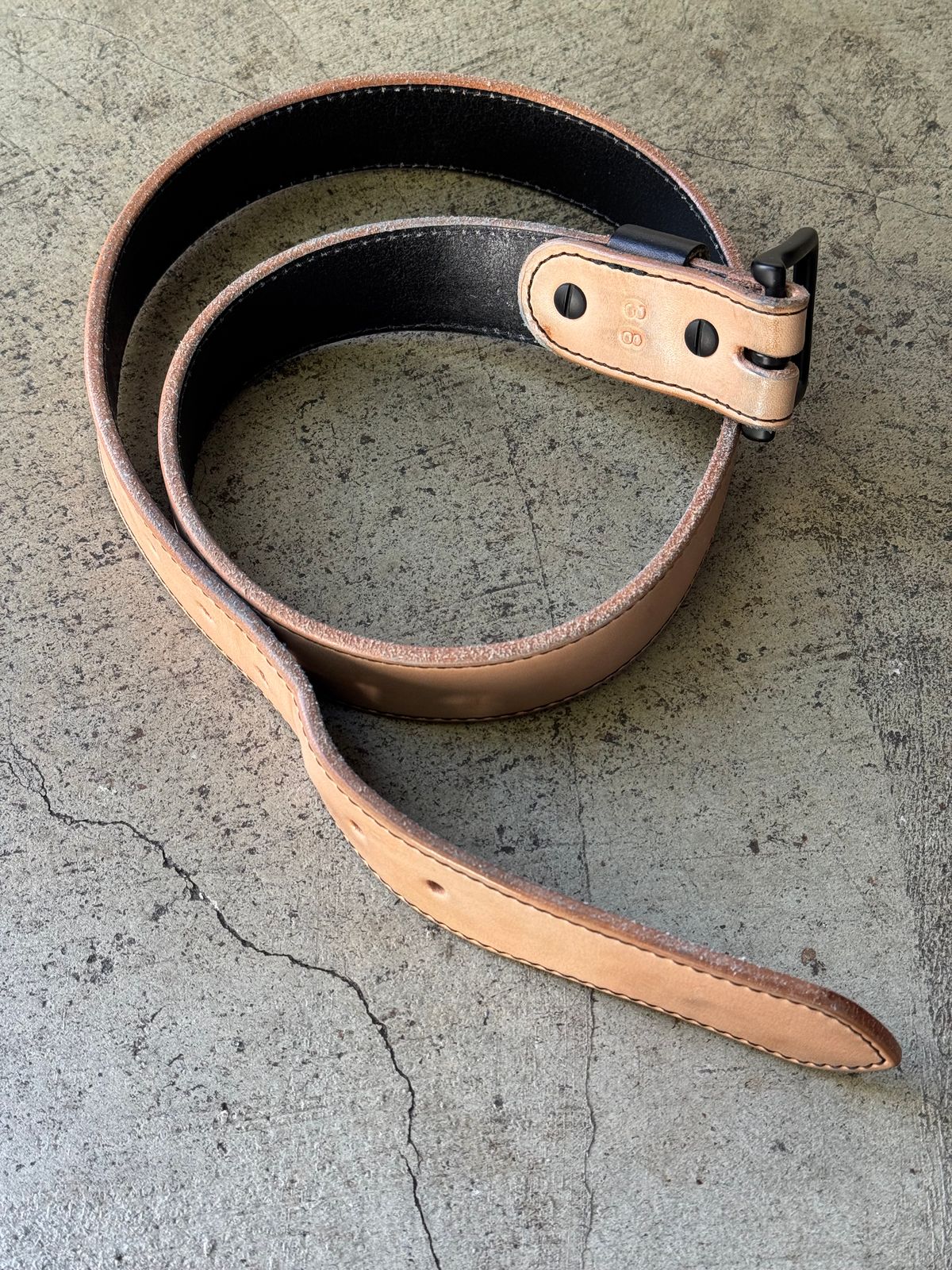 Photo by drmiles on December 1, 2025 of the Nicks Heavy Duty Work Belt in Wickett & Craig Natural Veg Tan.