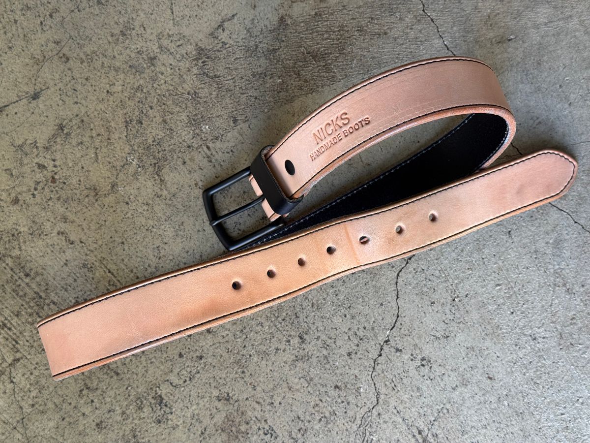 Photo by drmiles on December 1, 2025 of the Nicks Heavy Duty Work Belt in Wickett & Craig Natural Veg Tan.