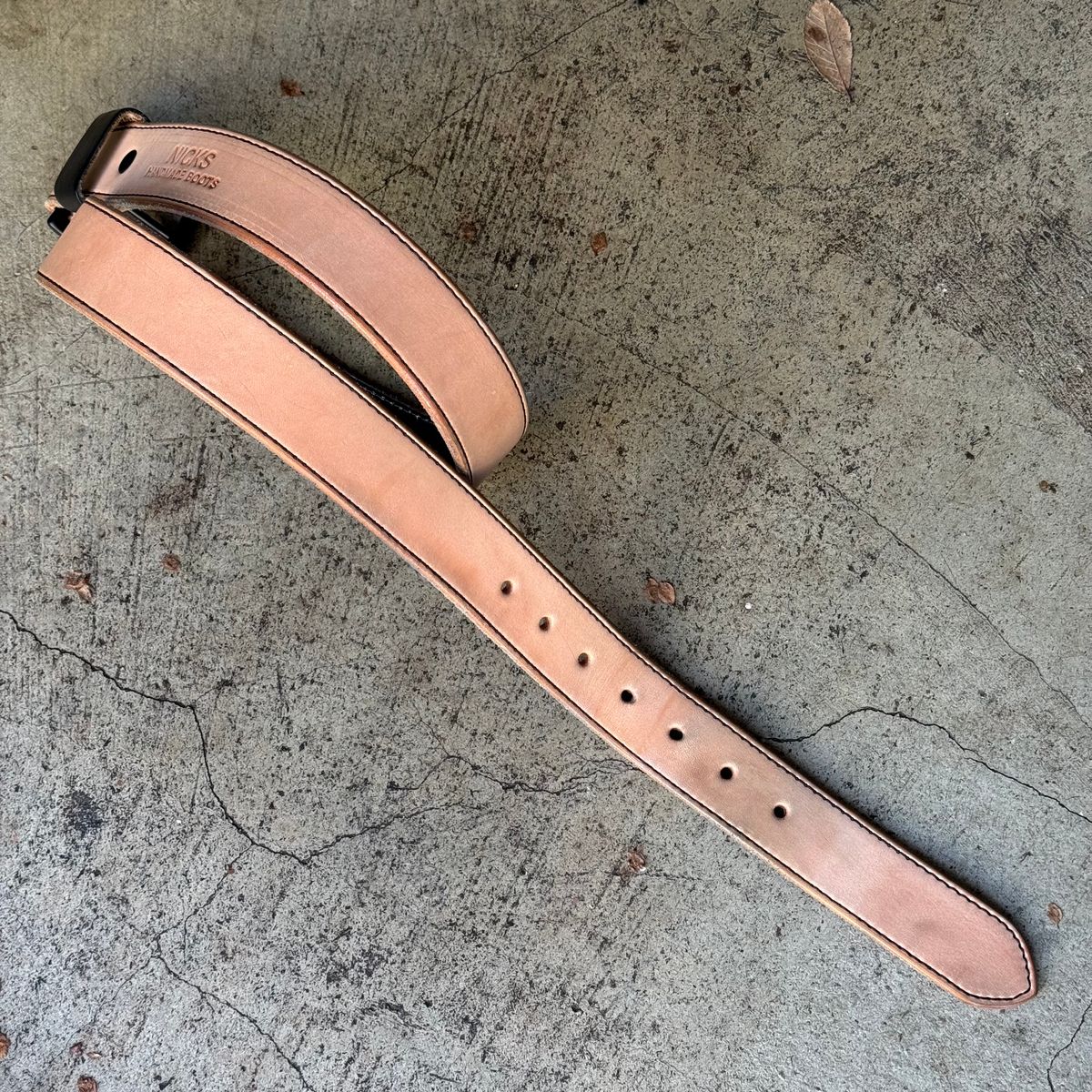 Photo by drmiles on January 5, 2026 of the Nicks Heavy Duty Work Belt in Wickett & Craig Natural Veg Tan.