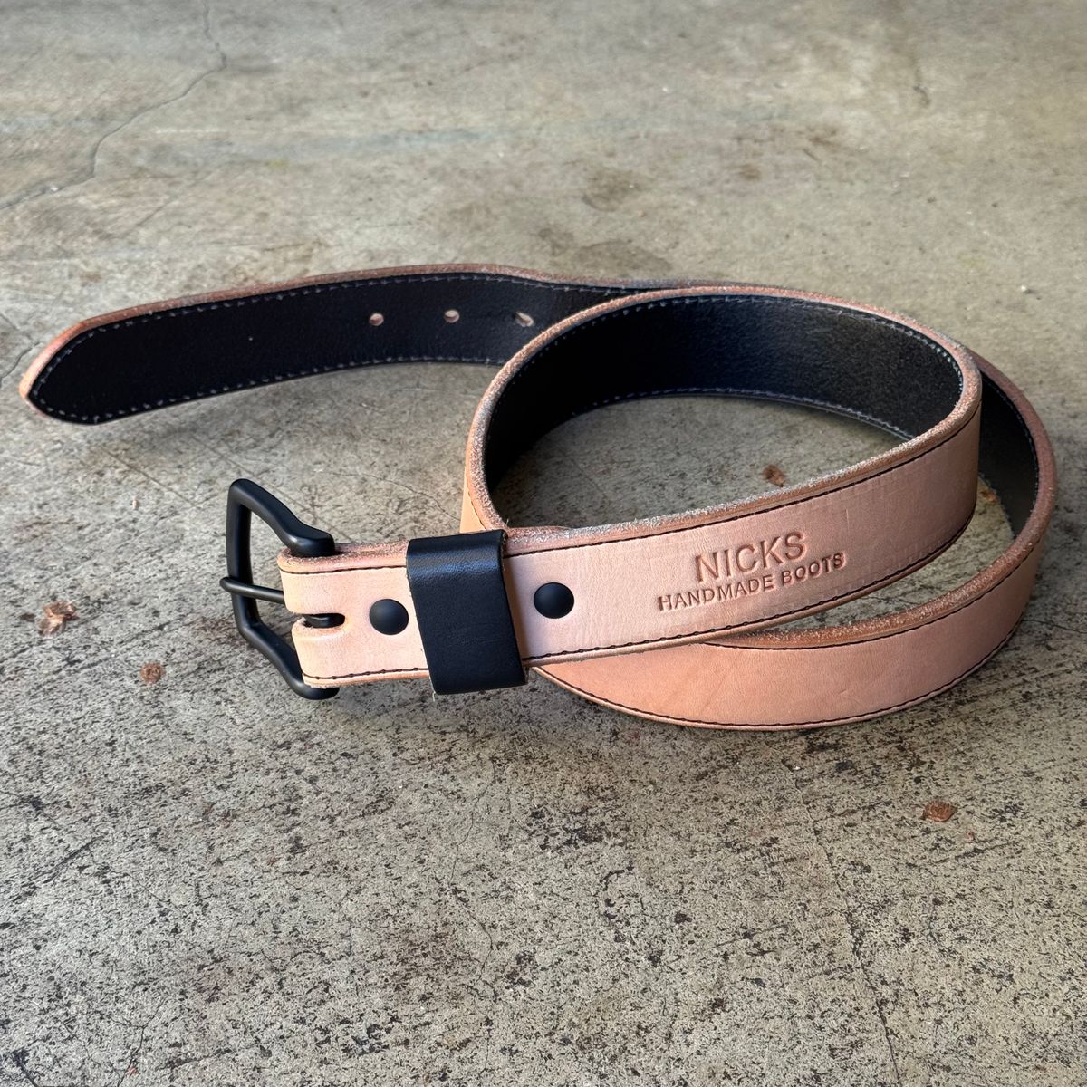 Photo by drmiles on January 5, 2026 of the Nicks Heavy Duty Work Belt in Wickett & Craig Natural Veg Tan.