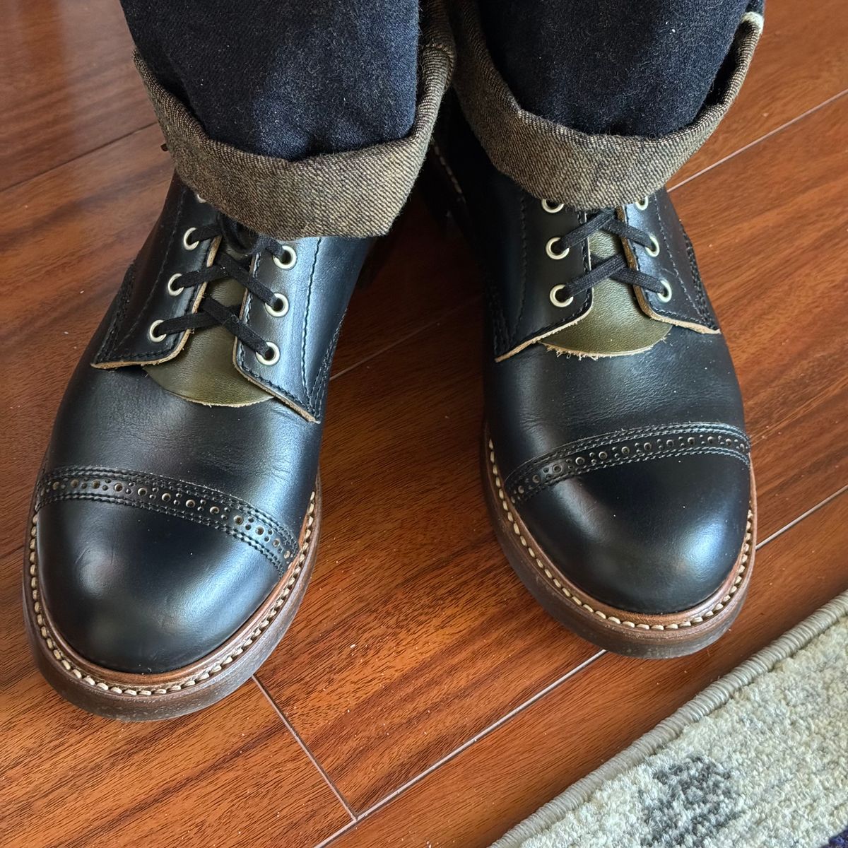 Photo by drmiles on June 11, 2025 of the John Lofgren Combat Boots in Horween Black Chromexcel.