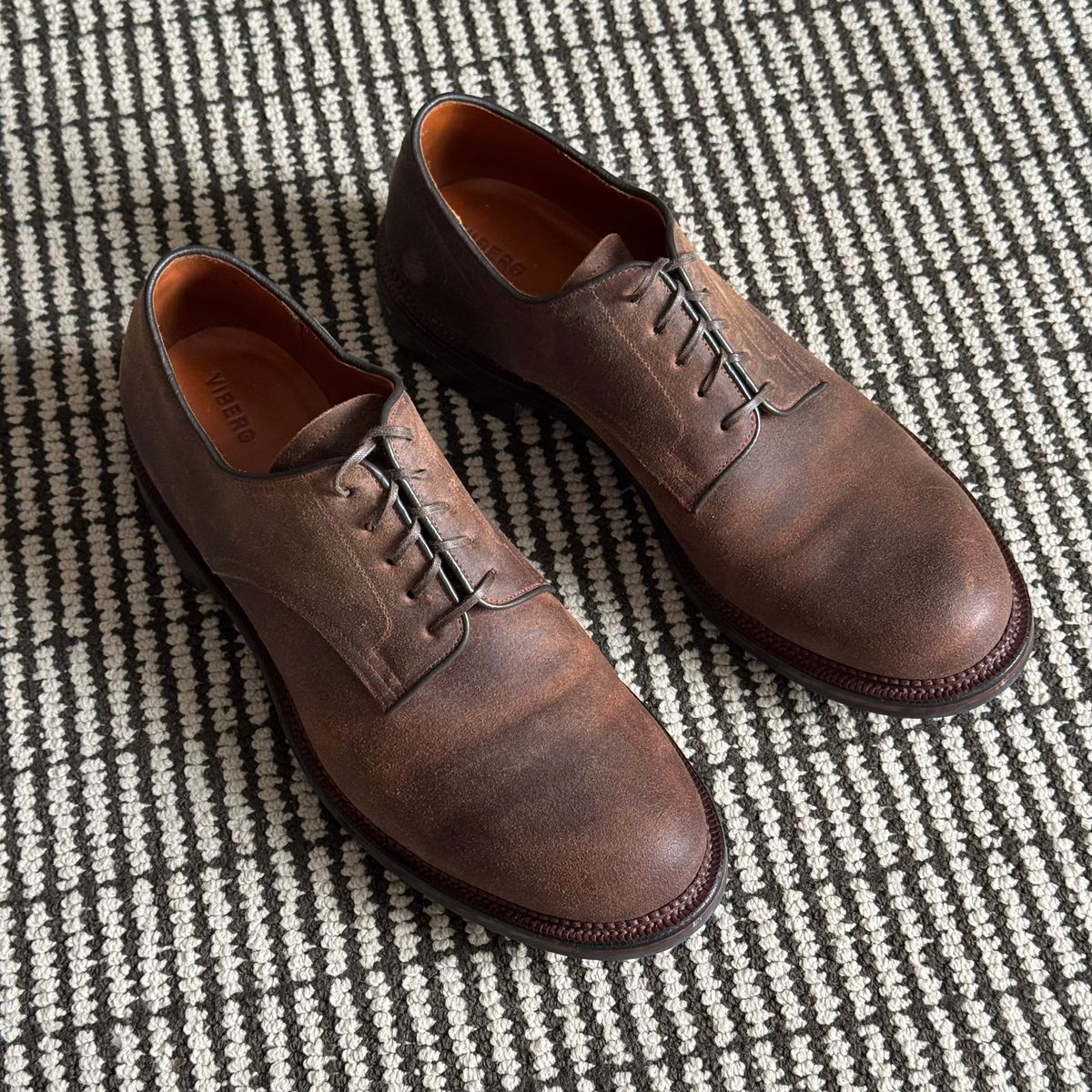 Photo by drmiles on June 20, 2026 of the Viberg Rockland Blucher in C.F. Stead Urban Waxy Commander.