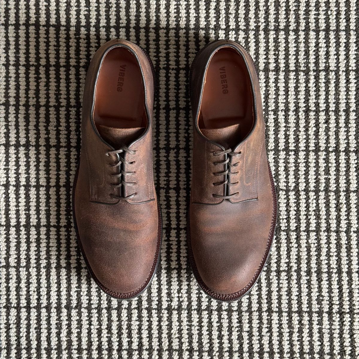 Photo by drmiles on June 20, 2026 of the Viberg Rockland Blucher in C.F. Stead Urban Waxy Commander.