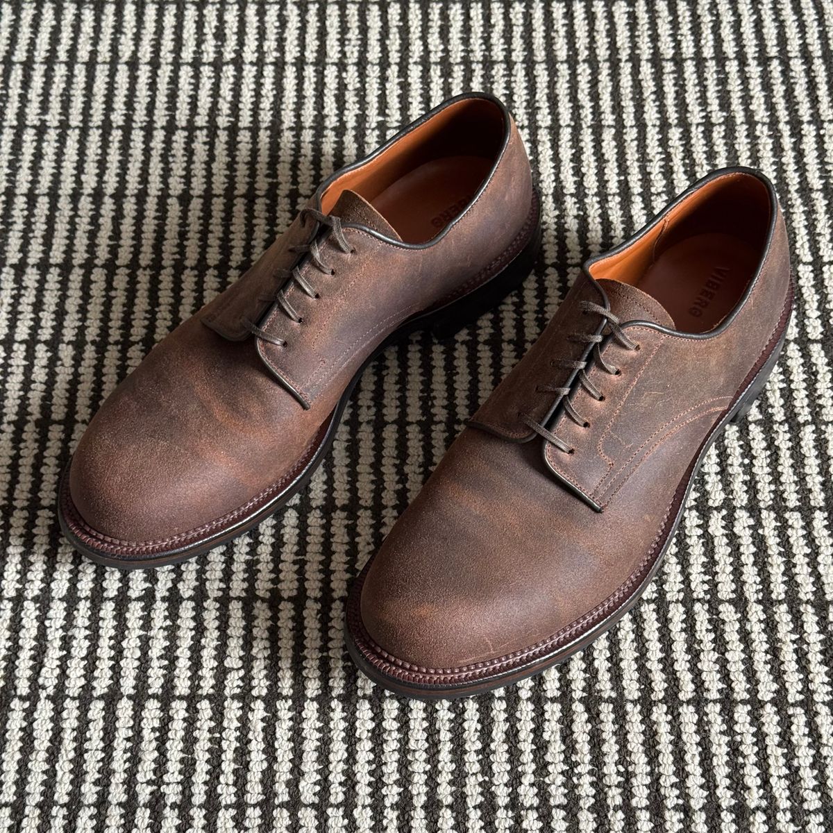Photo by drmiles on June 20, 2026 of the Viberg Rockland Blucher in C.F. Stead Urban Waxy Commander.