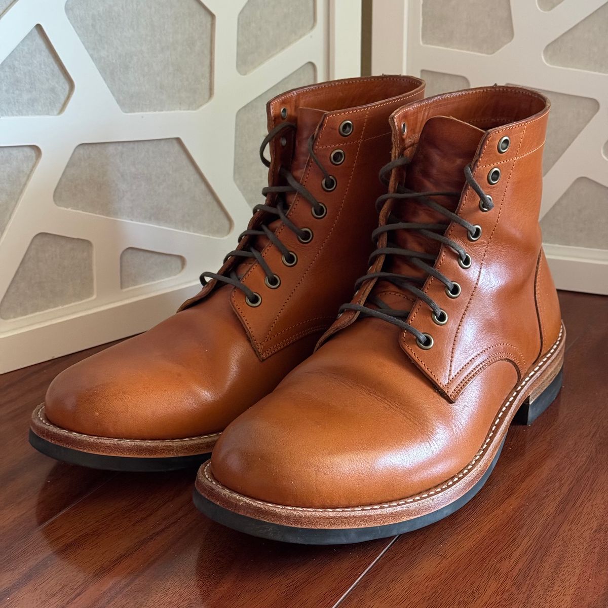 Photo by drmiles on May 11, 2025 of the Oak Street Bootmakers Trench Boot in Badalassi Carlo Olmo Minerva Liscio.