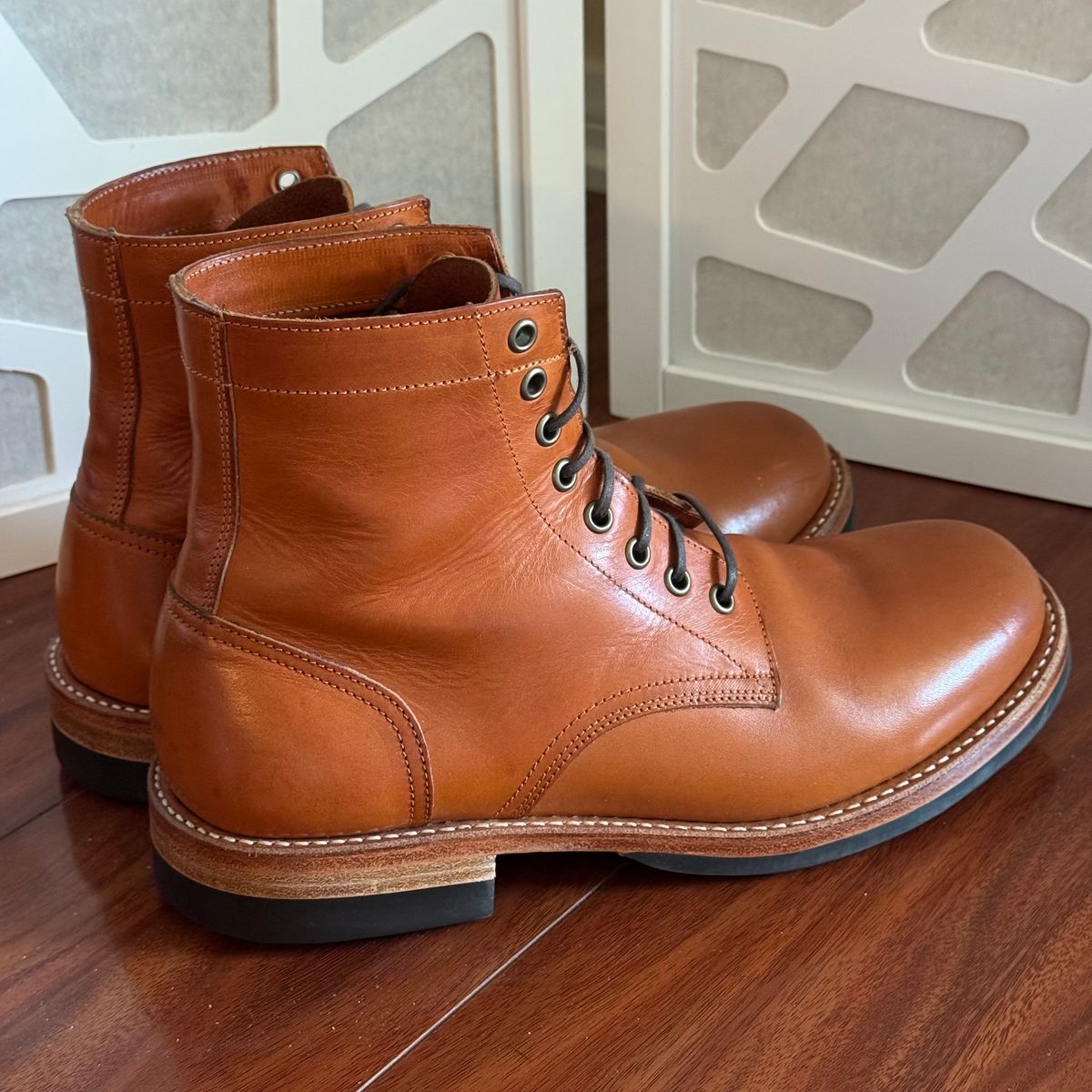 Photo by drmiles on May 11, 2025 of the Oak Street Bootmakers Trench Boot in Badalassi Carlo Olmo Minerva Liscio.