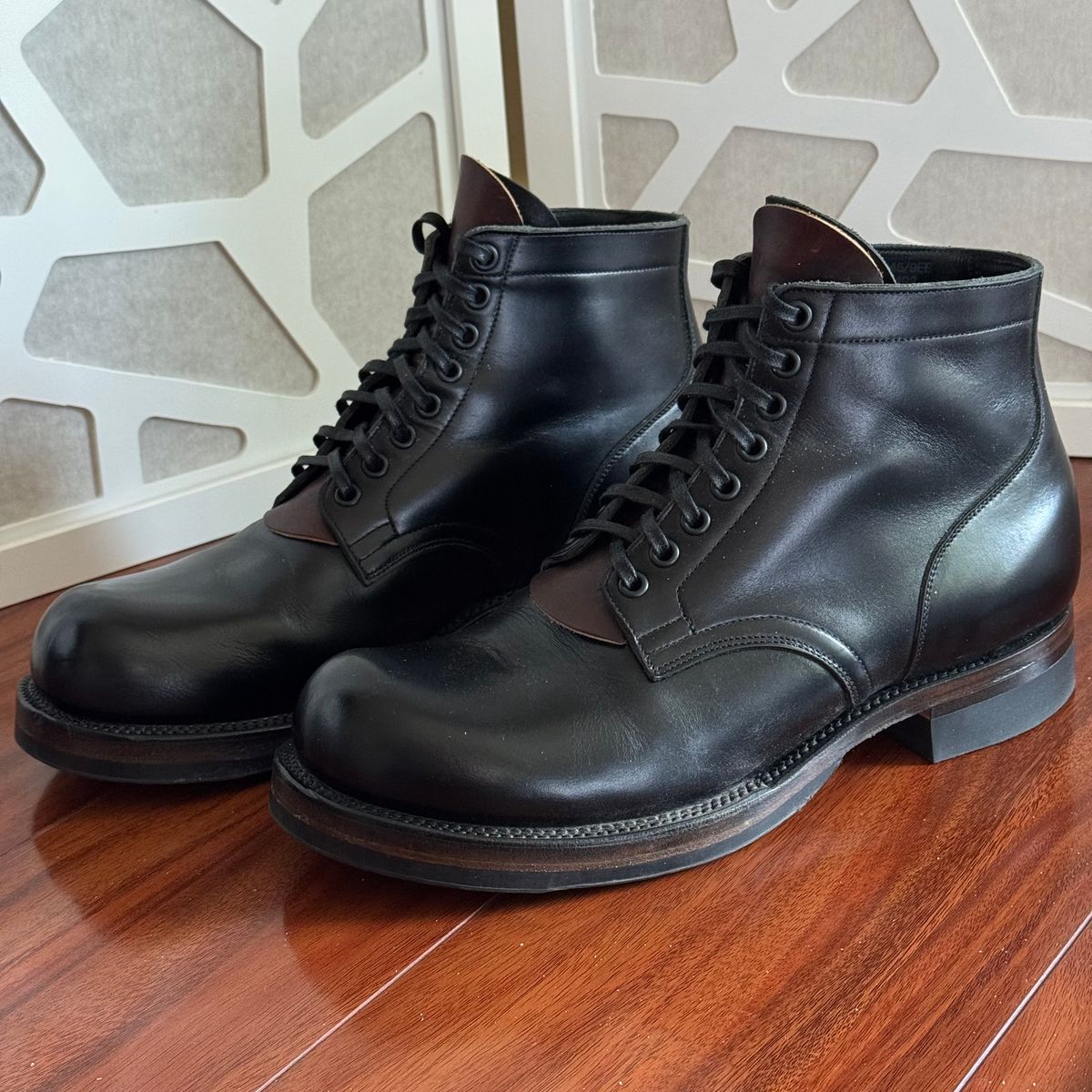 Photo by drmiles on May 12, 2025 of the Viberg Service Boot in Horween Black Chromexcel.