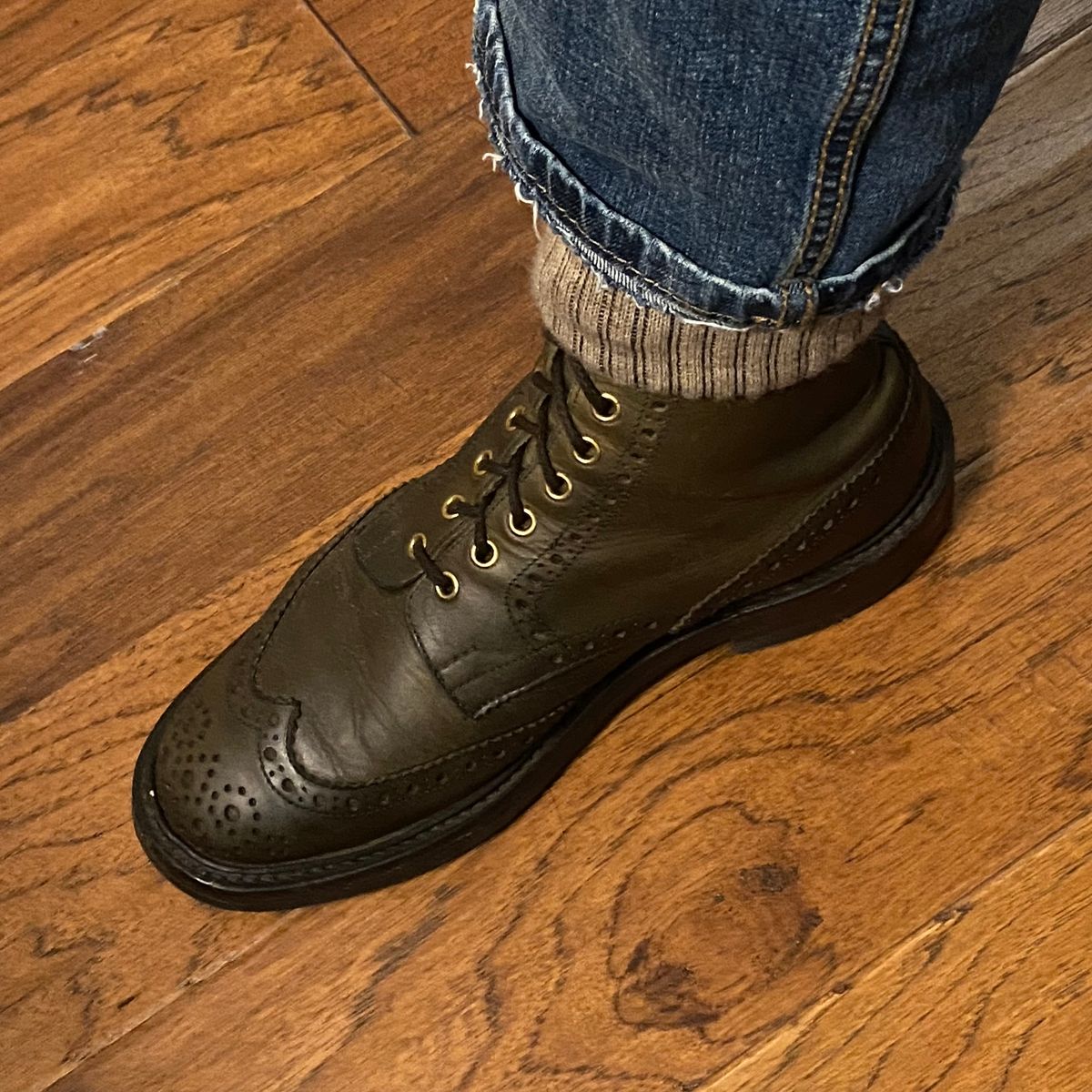 Photo by Colonel_Gringo on July 5, 2026 of the Tricker's Stow Country Boot in Green Olivvia Waxy.