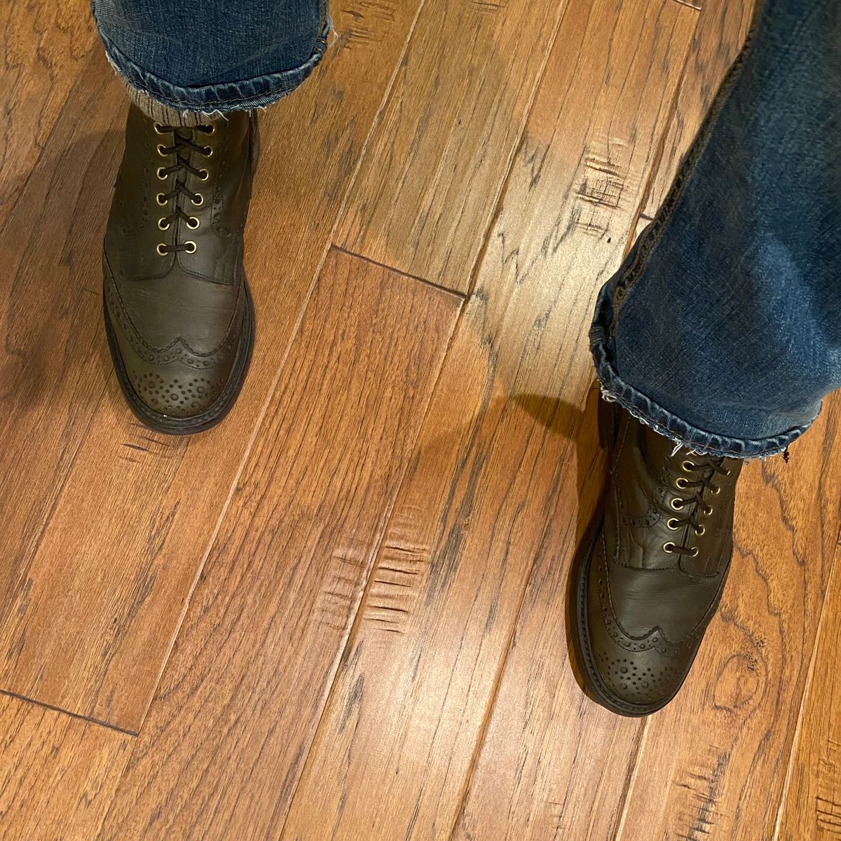 Photo by Colonel_Gringo on July 5, 2026 of the Tricker's Stow Country Boot in Green Olivvia Waxy.