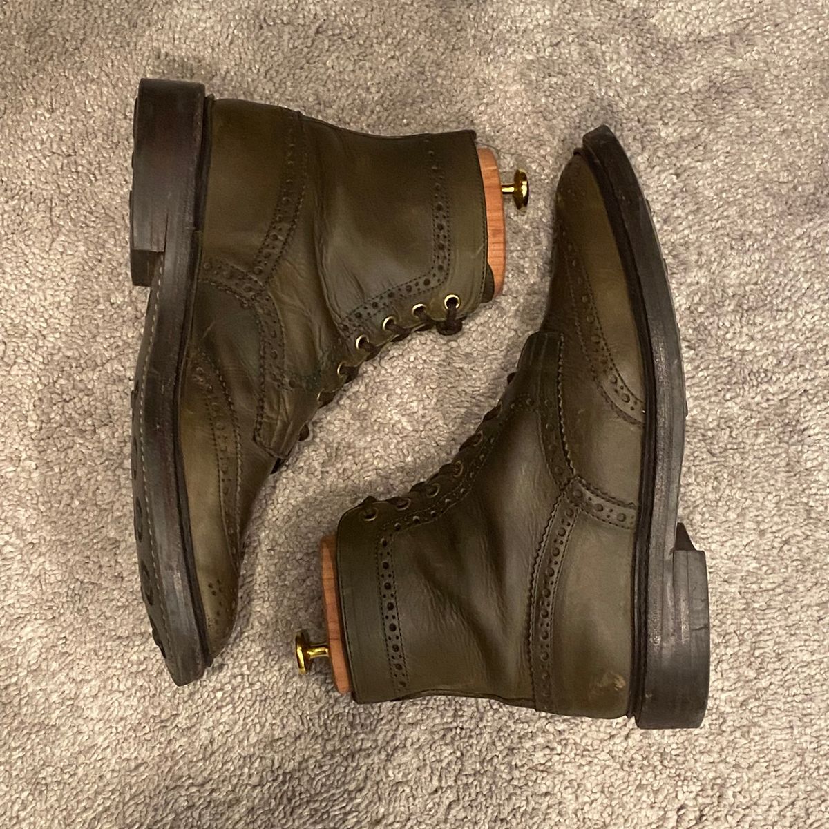 Photo by Colonel_Gringo on July 5, 2026 of the Tricker's Stow Country Boot in Green Olivvia Waxy.
