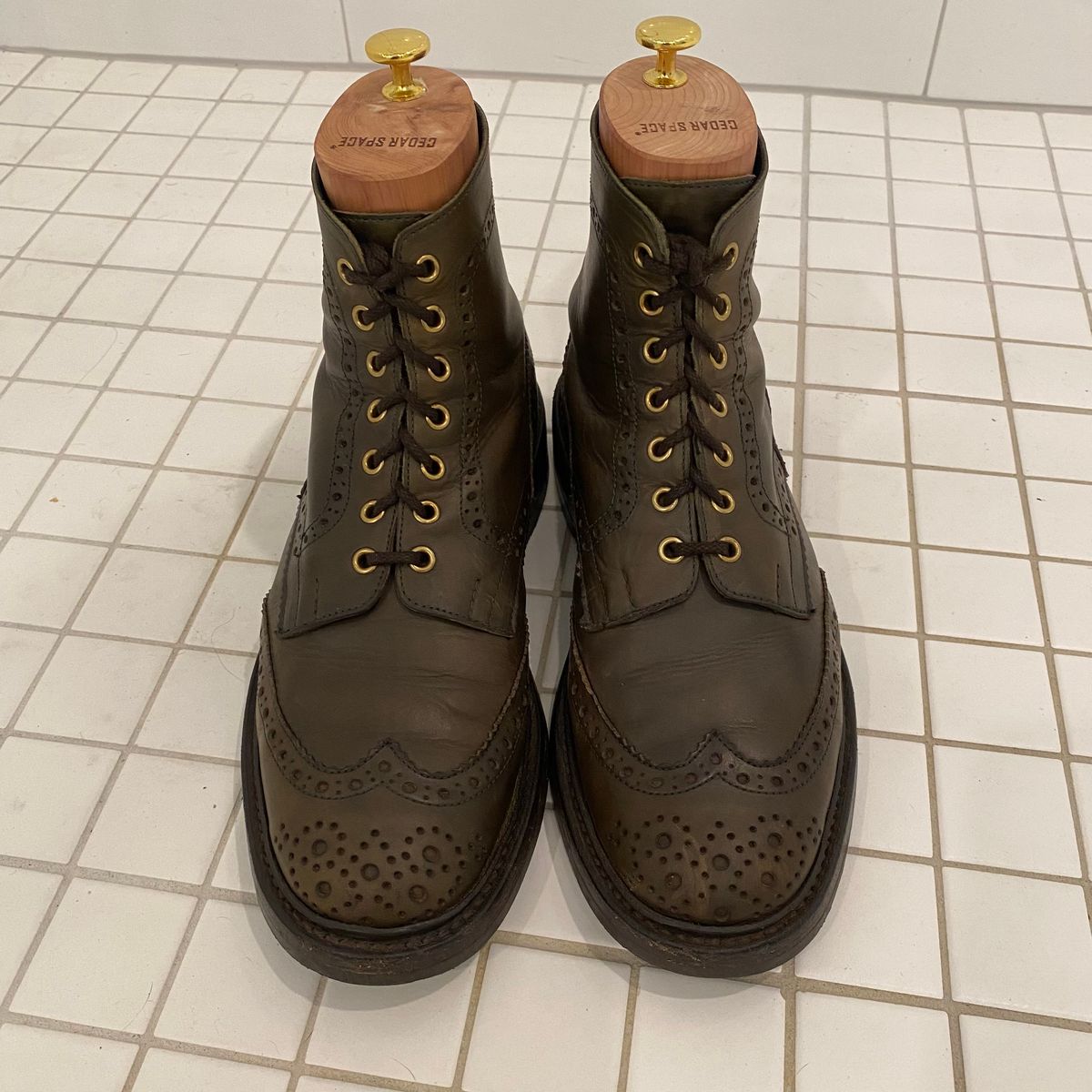 Photo by Colonel_Gringo on July 5, 2026 of the Tricker's Stow Country Boot in Green Olivvia Waxy.