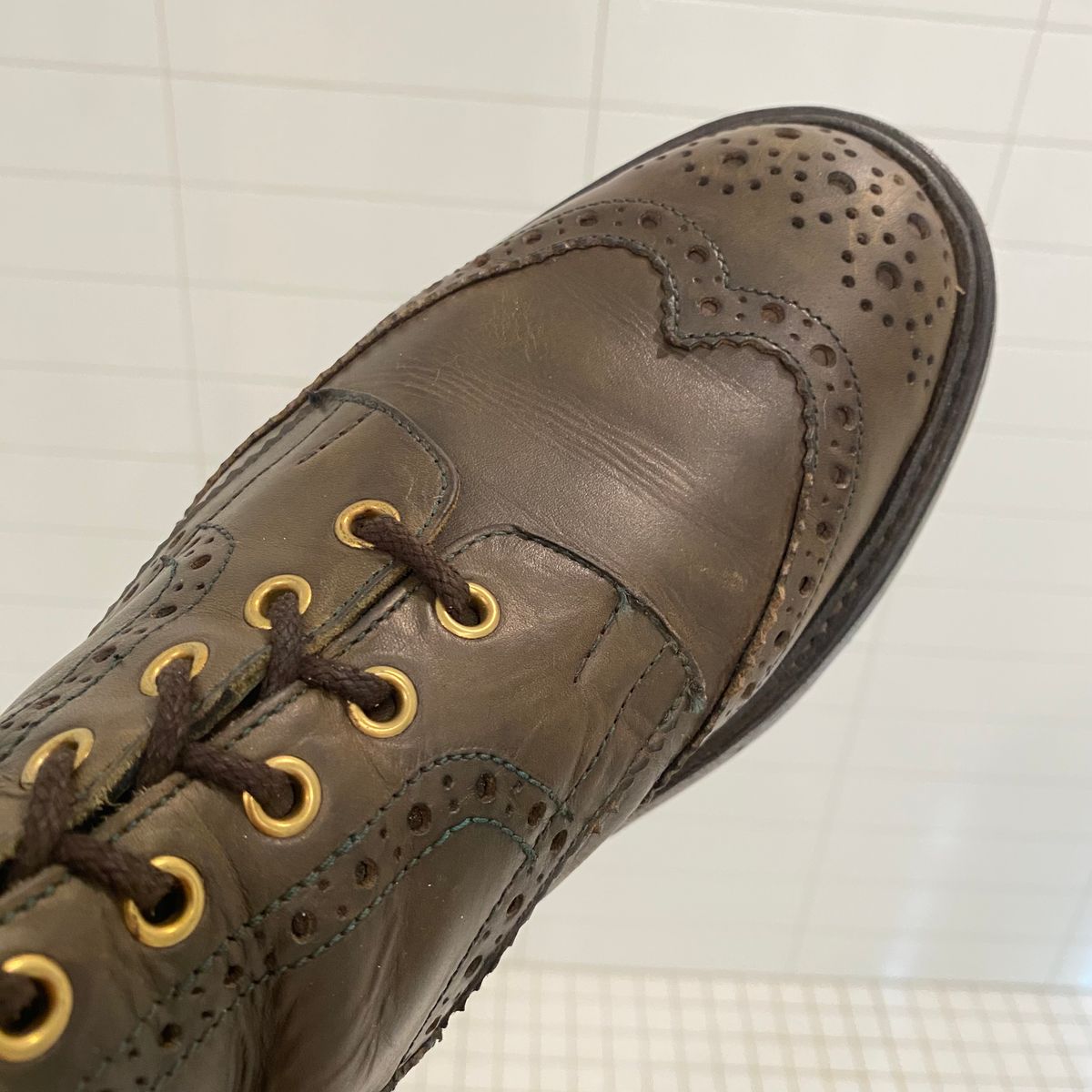 Photo by Colonel_Gringo on July 5, 2026 of the Tricker's Stow Country Boot in Green Olivvia Waxy.
